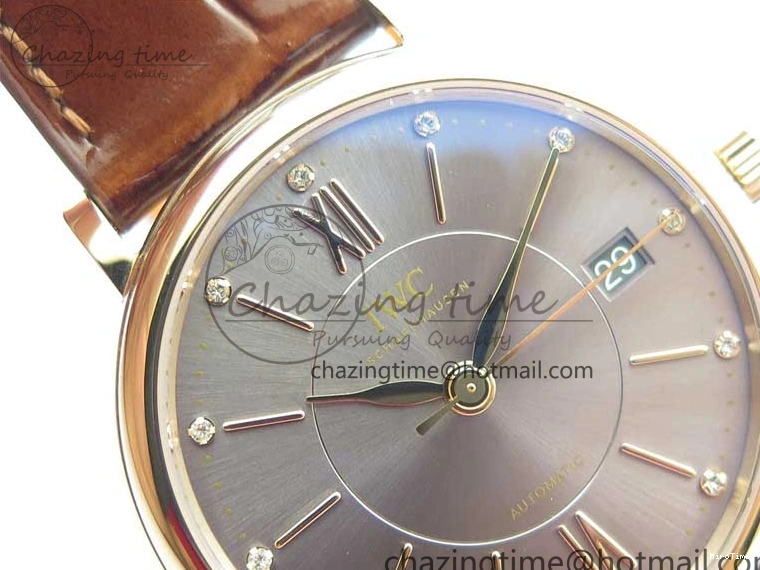MIROTIME 0313 Portofino 37mm RG V7F 1:1 Best Edition Gray Dial on Deep Brown Leather Strap A SunProtective 7090
